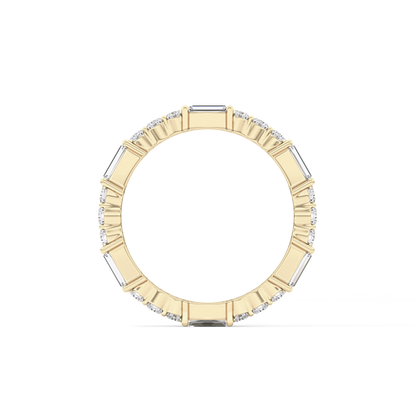 Full Eternity Wedding Band with 1.23 TCW Round & Baguette Cut Moissanite – Yellow, White, or Rose Gold