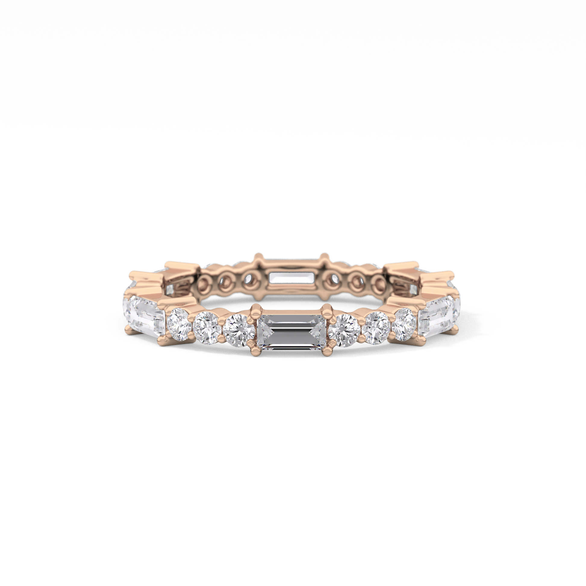 Full Eternity Wedding Band with 1.23 TCW Round & Baguette Cut Moissanite – Yellow, White, or Rose Gold