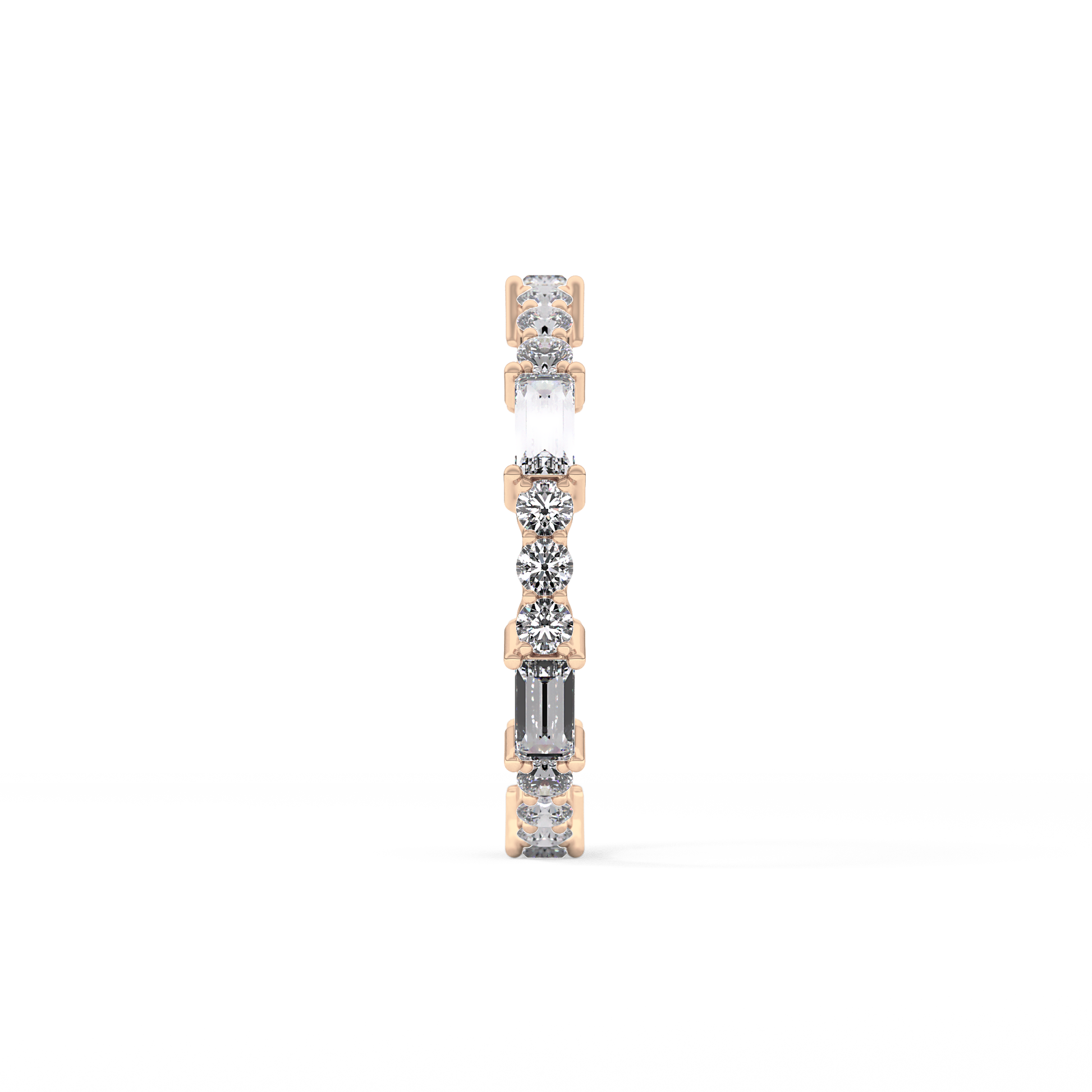 Full Eternity Wedding Band with 1.23 TCW Round & Baguette Cut Moissanite – Yellow, White, or Rose Gold
