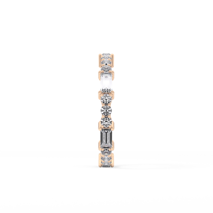 Full Eternity Wedding Band with 1.23 TCW Round & Baguette Cut Moissanite – Yellow, White, or Rose Gold