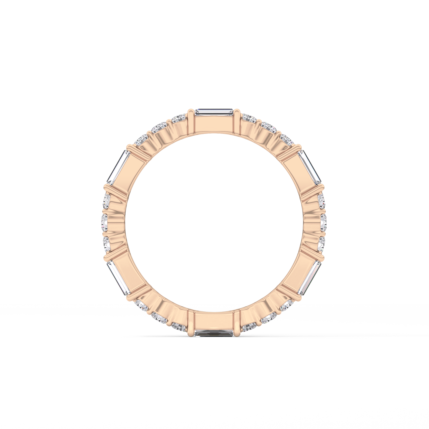 Full Eternity Wedding Band with 1.23 TCW Round & Baguette Cut Moissanite – Yellow, White, or Rose Gold