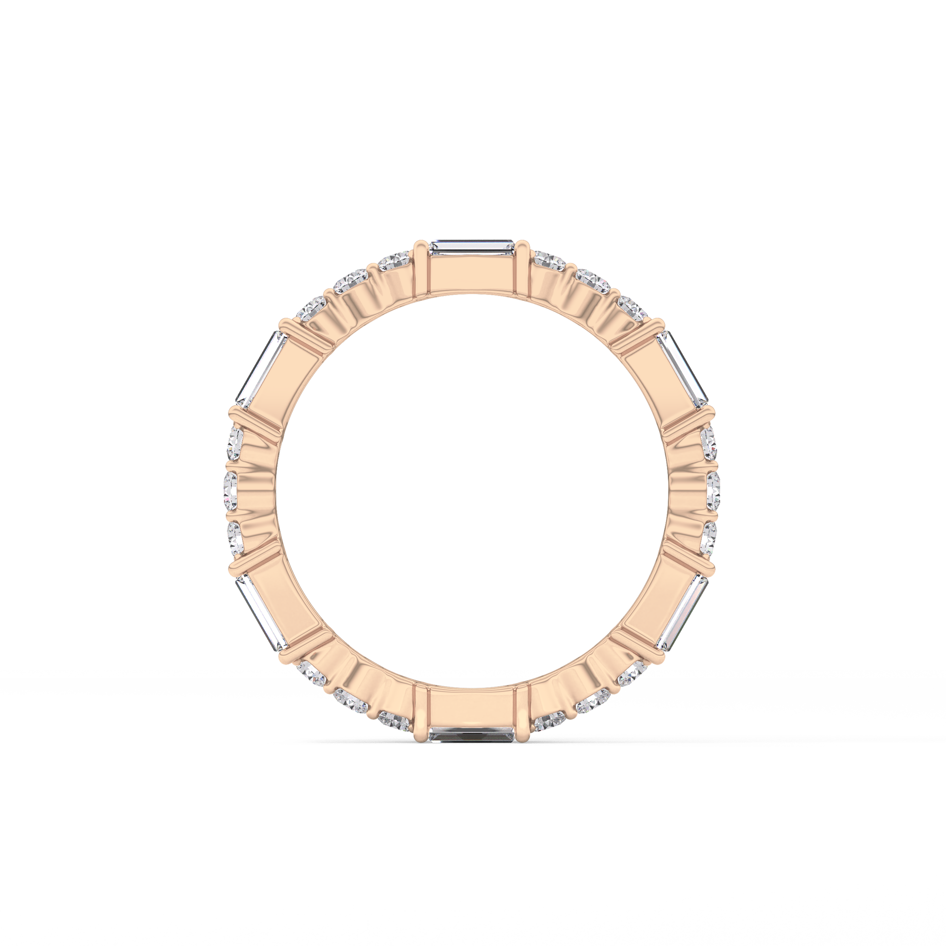 Full Eternity Wedding Band with 1.23 TCW Round & Baguette Cut Moissanite – Yellow, White, or Rose Gold