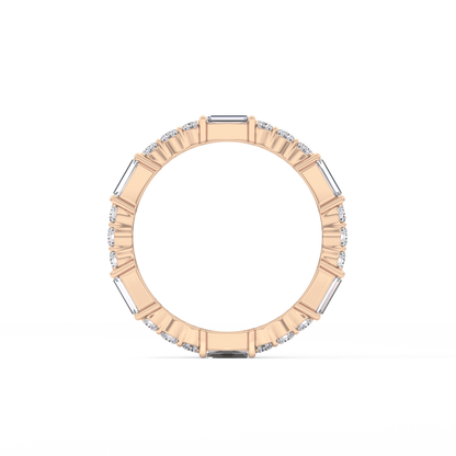 Full Eternity Wedding Band with 1.23 TCW Round & Baguette Cut Moissanite – Yellow, White, or Rose Gold