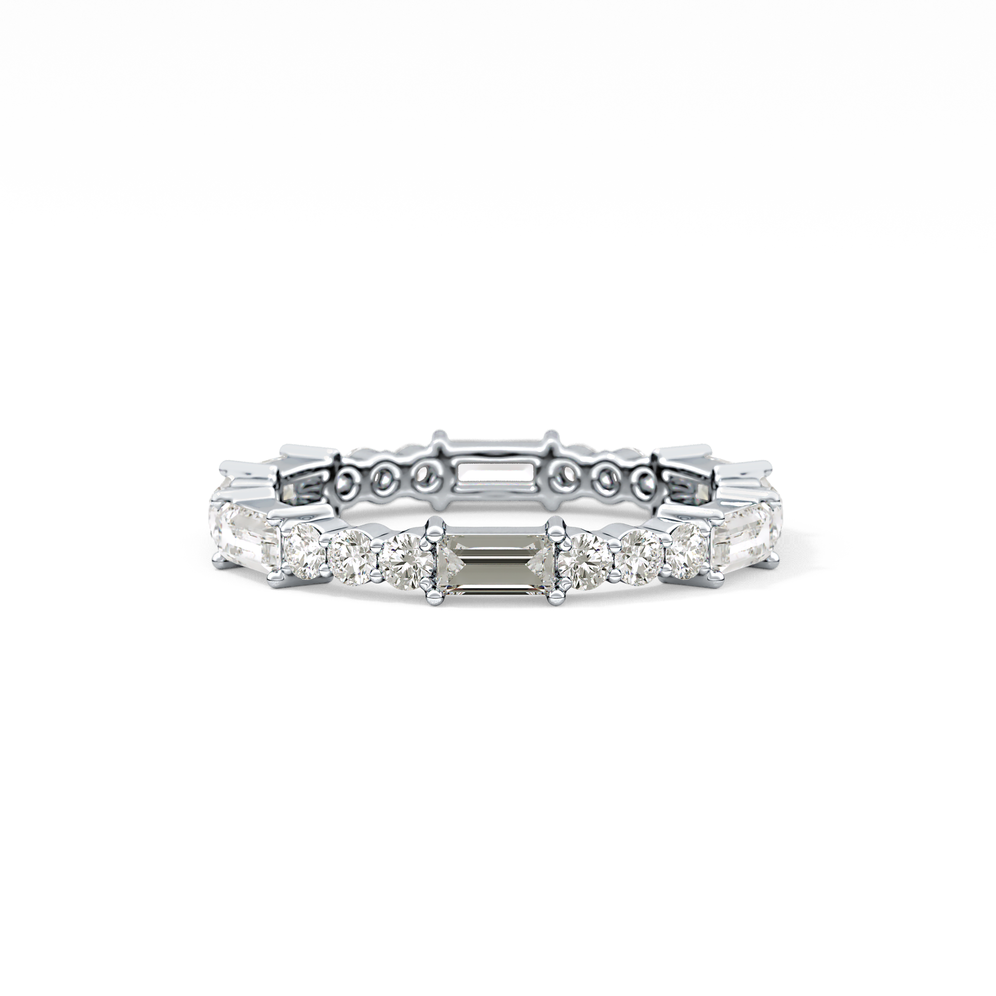 Full Eternity Wedding Band with 1.23 TCW Round & Baguette Cut Moissanite – Yellow, White, or Rose Gold
