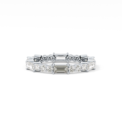 Full Eternity Wedding Band with 1.23 TCW Round & Baguette Cut Moissanite – Yellow, White, or Rose Gold