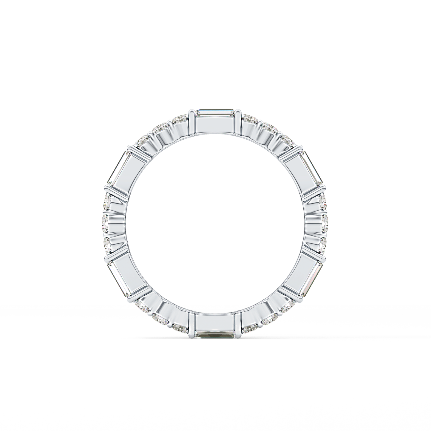 Full Eternity Wedding Band with 1.23 TCW Round & Baguette Cut Moissanite – Yellow, White, or Rose Gold