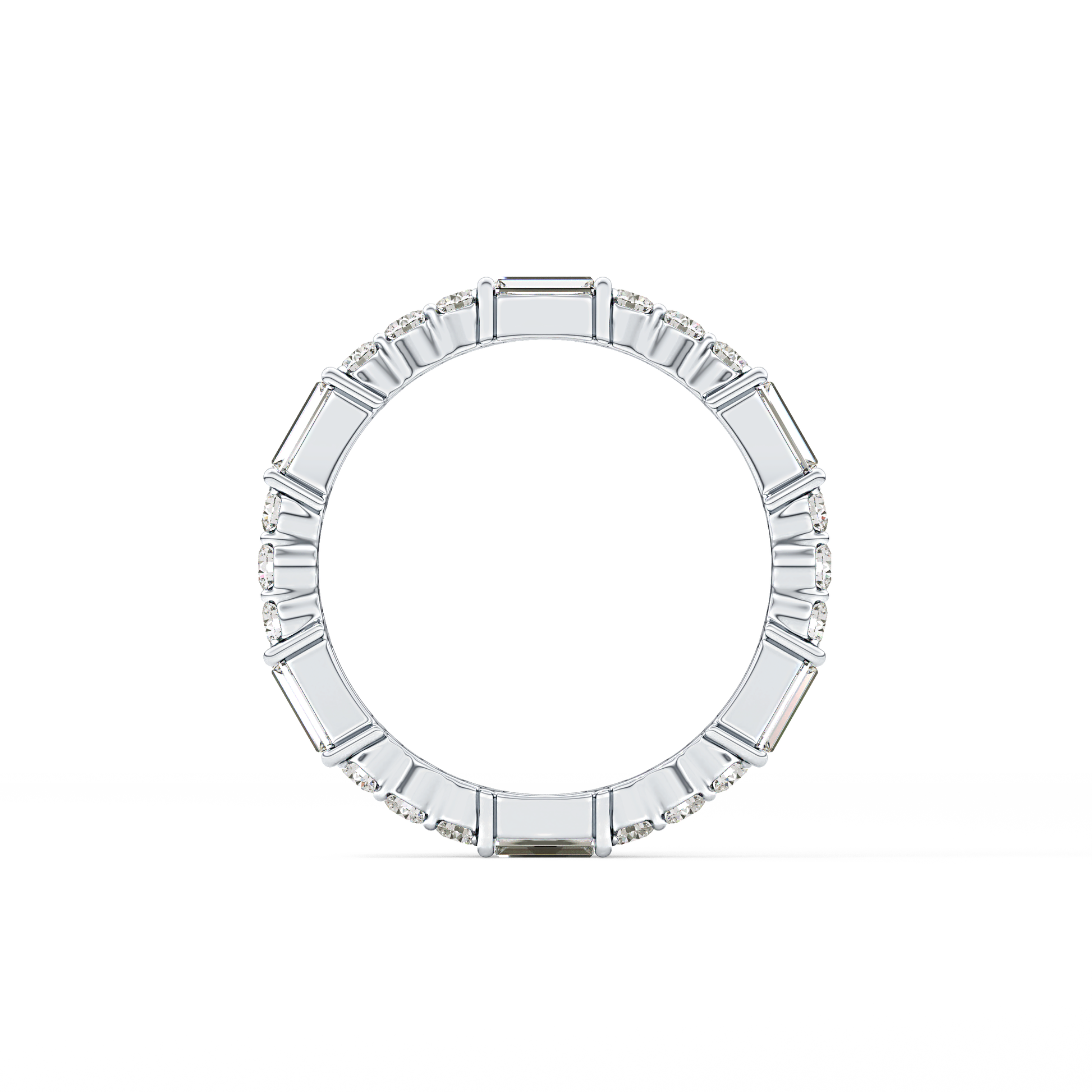 Full Eternity Wedding Band with 1.23 TCW Round & Baguette Cut Moissanite – Yellow, White, or Rose Gold