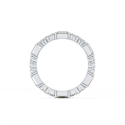 Full Eternity Wedding Band with 1.23 TCW Round & Baguette Cut Moissanite – Yellow, White, or Rose Gold