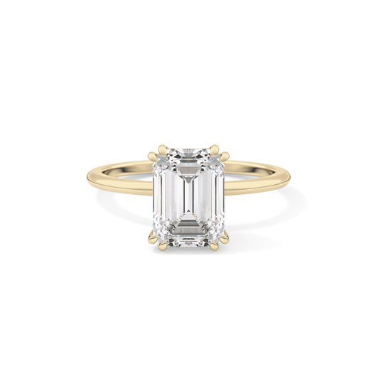 Emerald Solitaire Lab Grown Diamond Engagement Ring