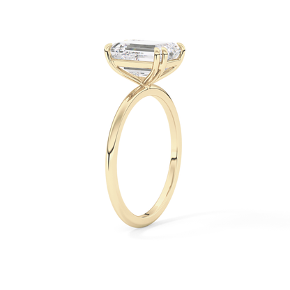 Emerald Solitaire Lab Grown Diamond Engagement Ring