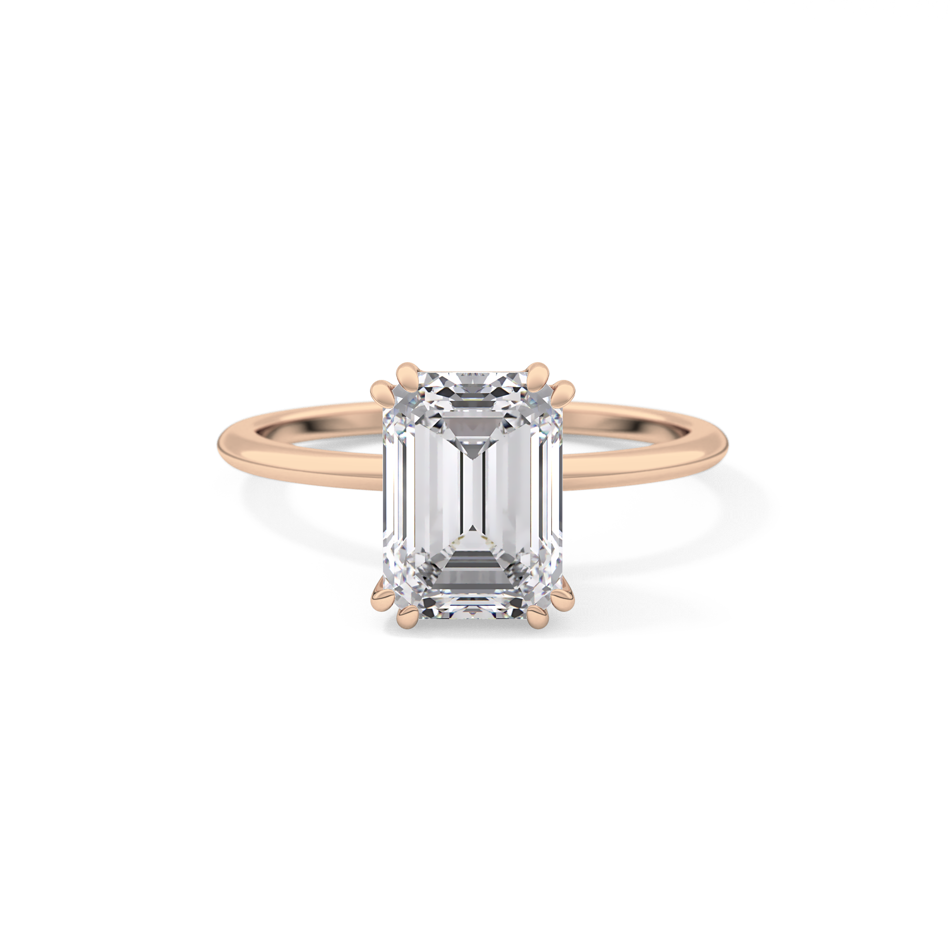 Emerald Solitaire Lab Grown Diamond Engagement Ring