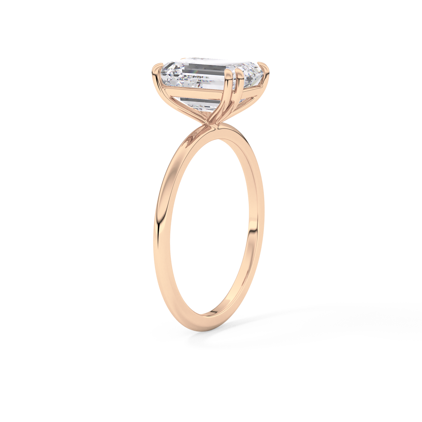 Emerald Solitaire Lab Grown Diamond Engagement Ring