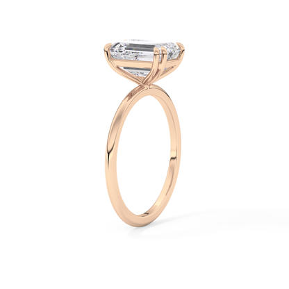 Emerald Solitaire Lab Grown Diamond Engagement Ring