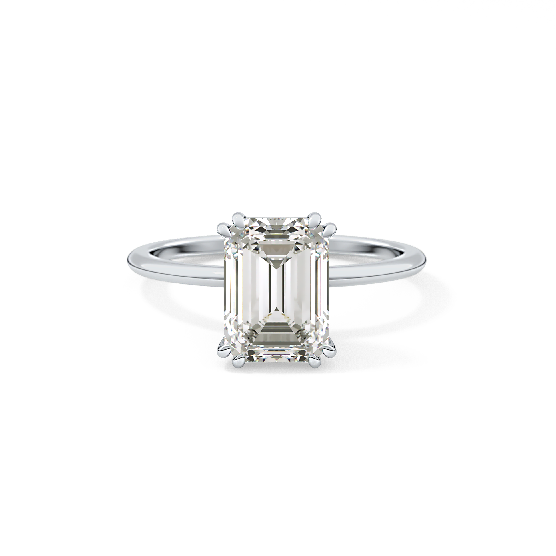 Emerald Solitaire Lab Grown Diamond Engagement Ring