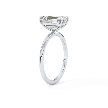 Emerald Solitaire Lab Grown Diamond Engagement Ring