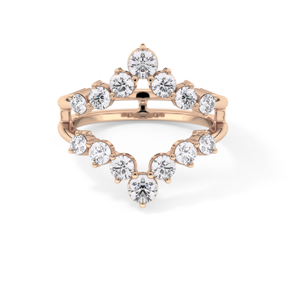 V Shaped Wedding Band with 1.29 TCW Round Cut Moissanite – Yellow, White, or Rose Gold