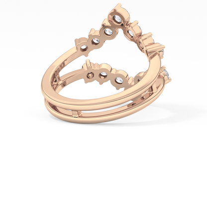 V Shaped Wedding Band with 1.29 TCW Round Cut Moissanite – Yellow, White, or Rose Gold