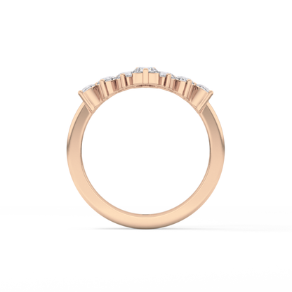V Shaped Wedding Band with 1.29 TCW Round Cut Moissanite – Yellow, White, or Rose Gold