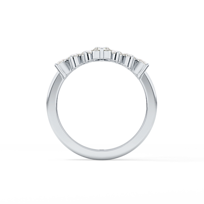 V Shaped Wedding Band with 1.29 TCW Round Cut Moissanite – Yellow, White, or Rose Gold