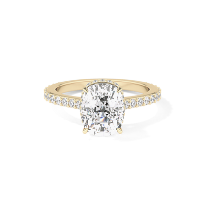 Cushion Hidden Halo & Pave Lab Grown Diamond Engagement Ring
