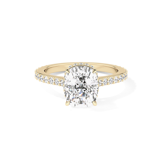 Cushion Hidden Halo & Pave Lab Grown Diamond Engagement Ring