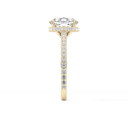 Cushion Hidden Halo & Pave Lab Grown Diamond Engagement Ring