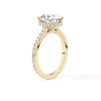 Cushion Hidden Halo & Pave Lab Grown Diamond Engagement Ring