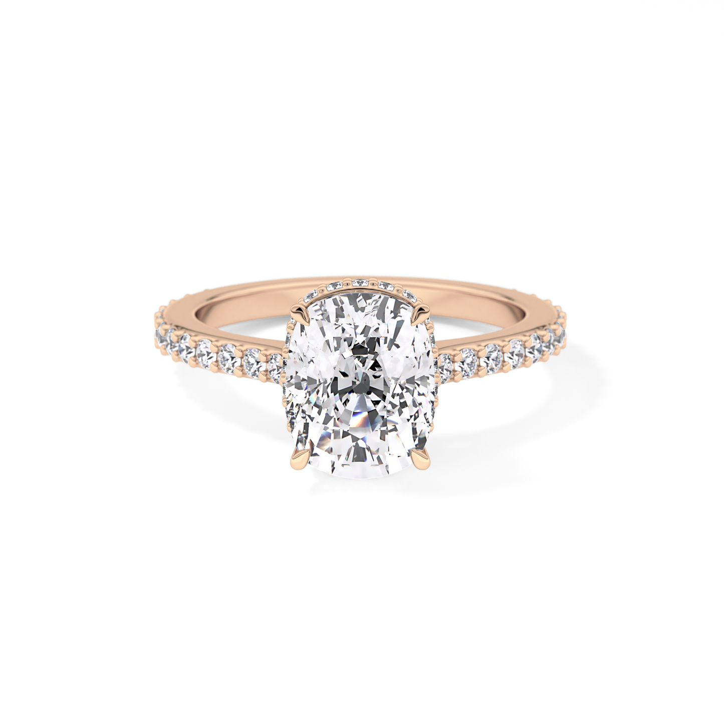 Cushion Hidden Halo & Pave Lab Grown Diamond Engagement Ring