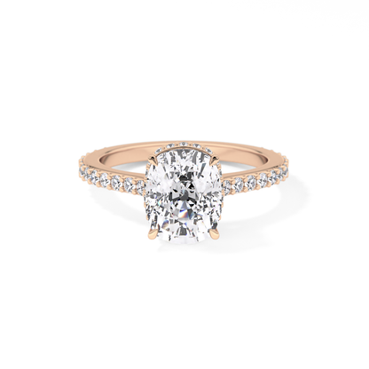 Cushion Hidden Halo & Pave Lab Grown Diamond Engagement Ring