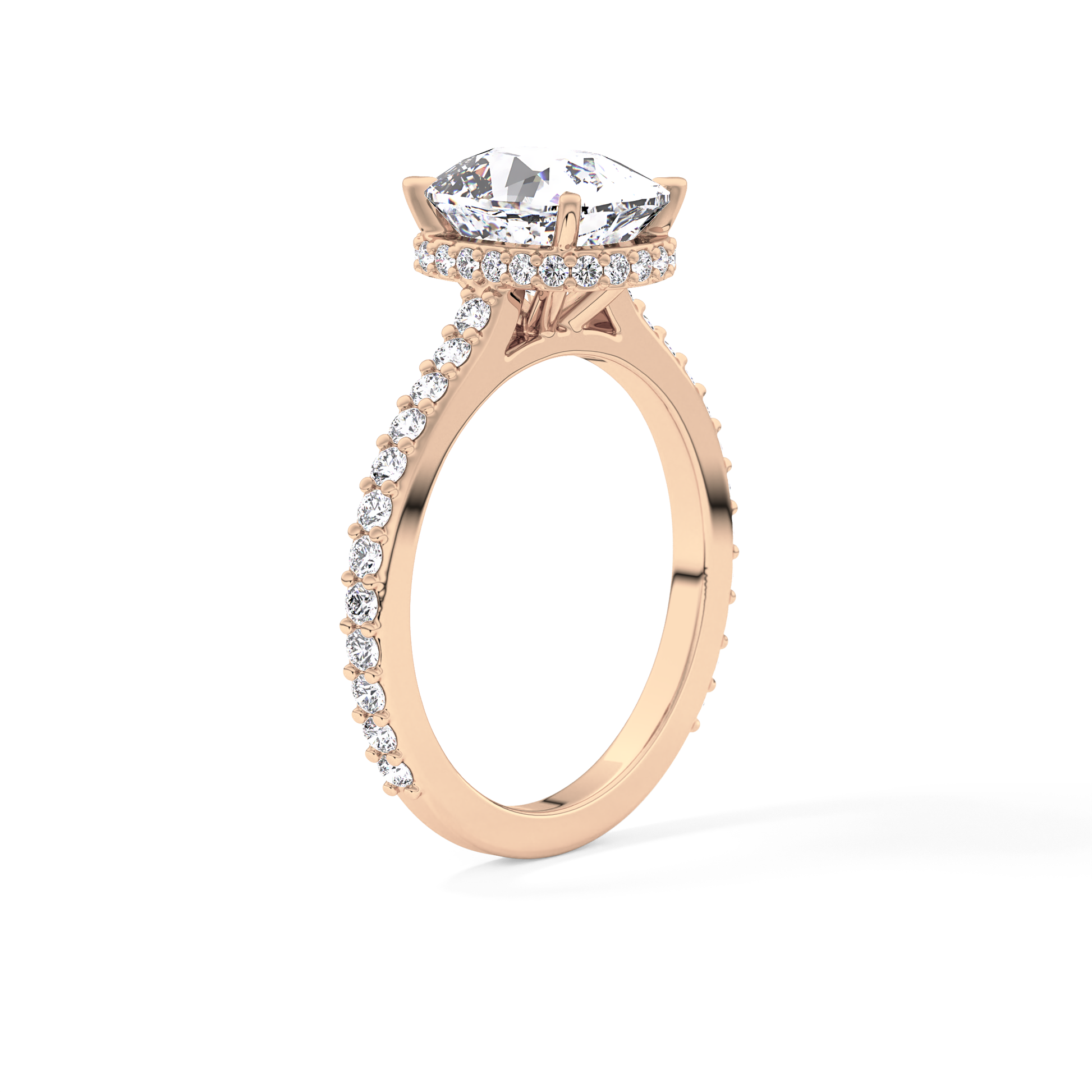 Cushion Hidden Halo & Pave Lab Grown Diamond Engagement Ring