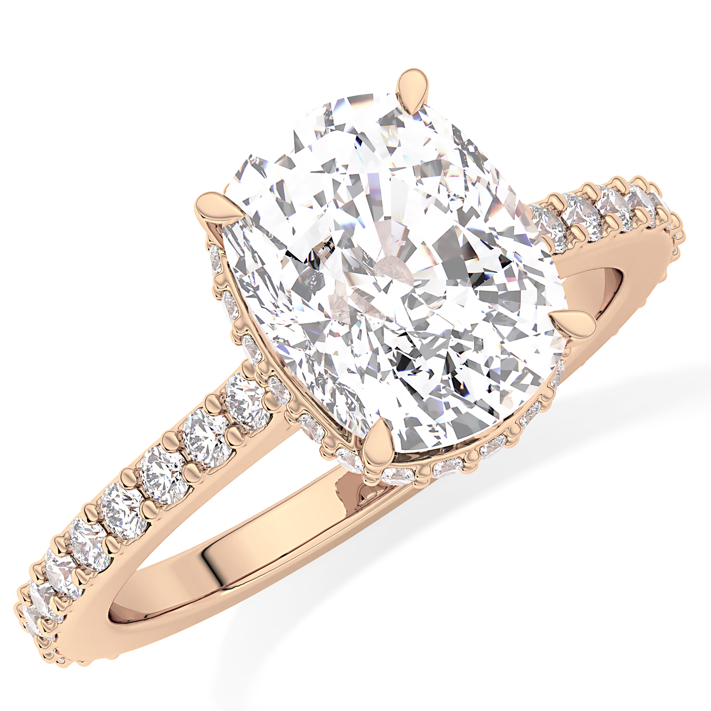 Cushion Hidden Halo & Pave Lab Grown Diamond Engagement Ring
