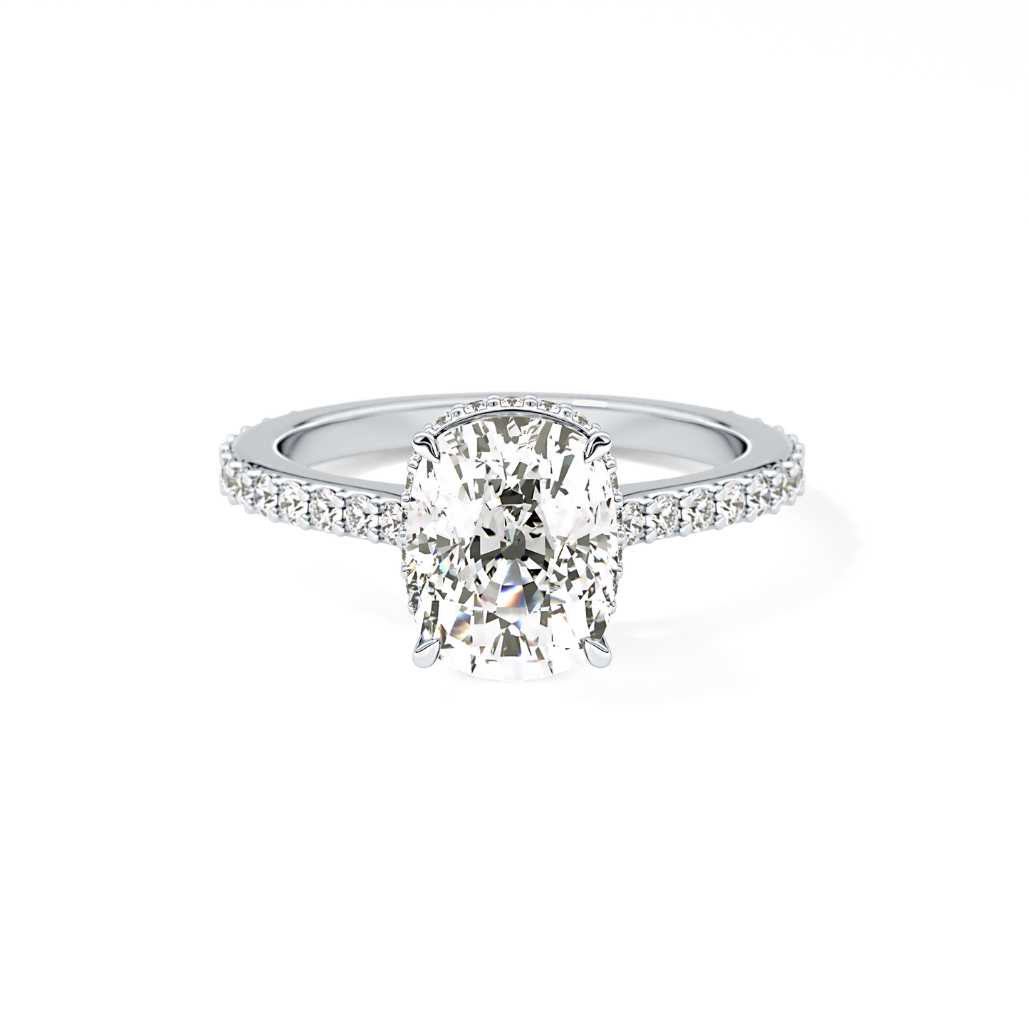 Cushion Hidden Halo & Pave Lab Grown Diamond Engagement Ring