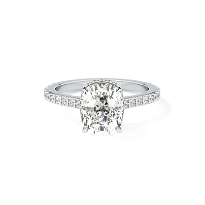 Cushion Hidden Halo & Pave Lab Grown Diamond Engagement Ring