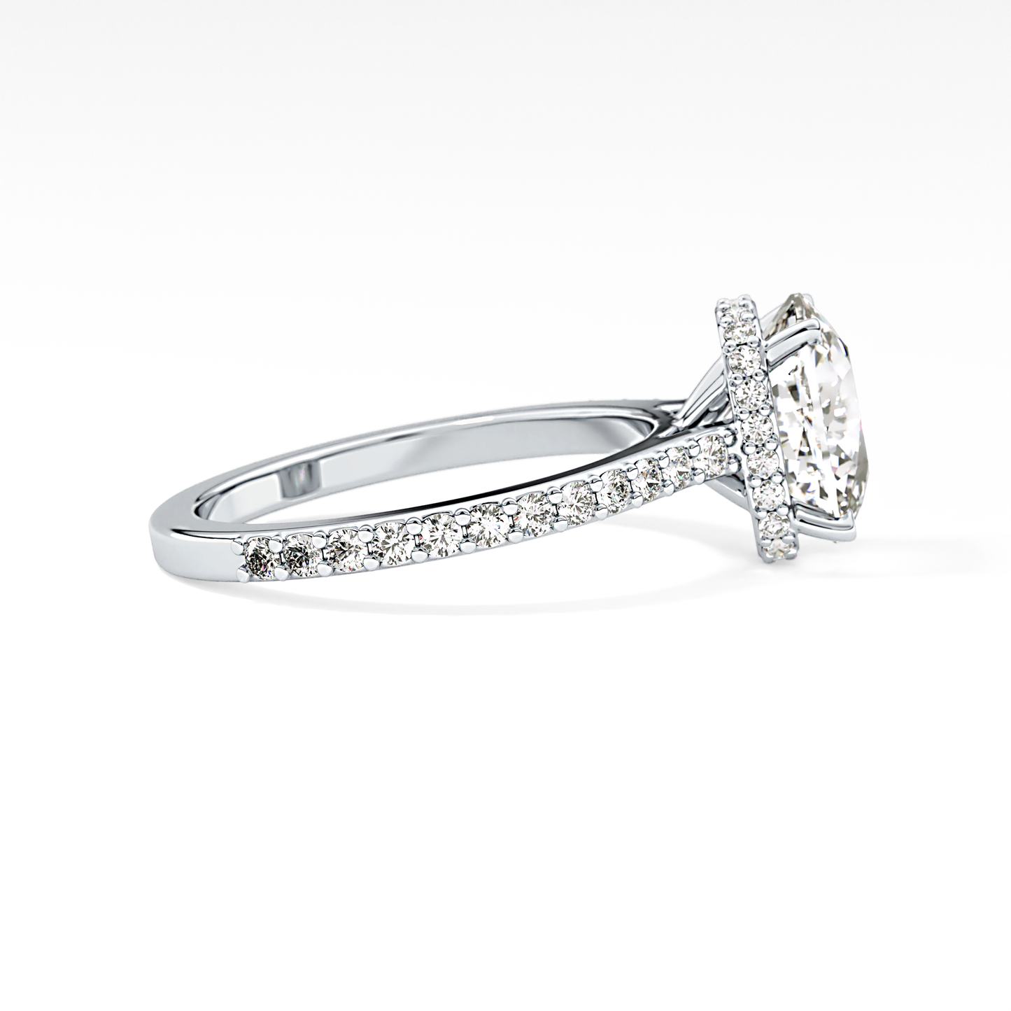 Cushion Hidden Halo & Pave Lab Grown Diamond Engagement Ring