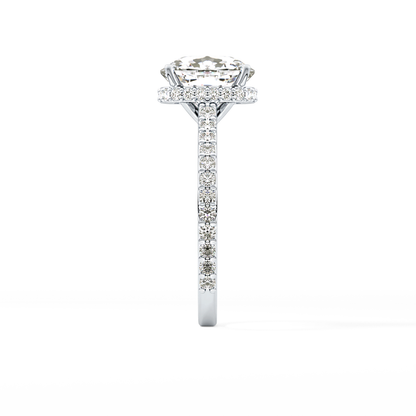 Cushion Hidden Halo & Pave Lab Grown Diamond Engagement Ring