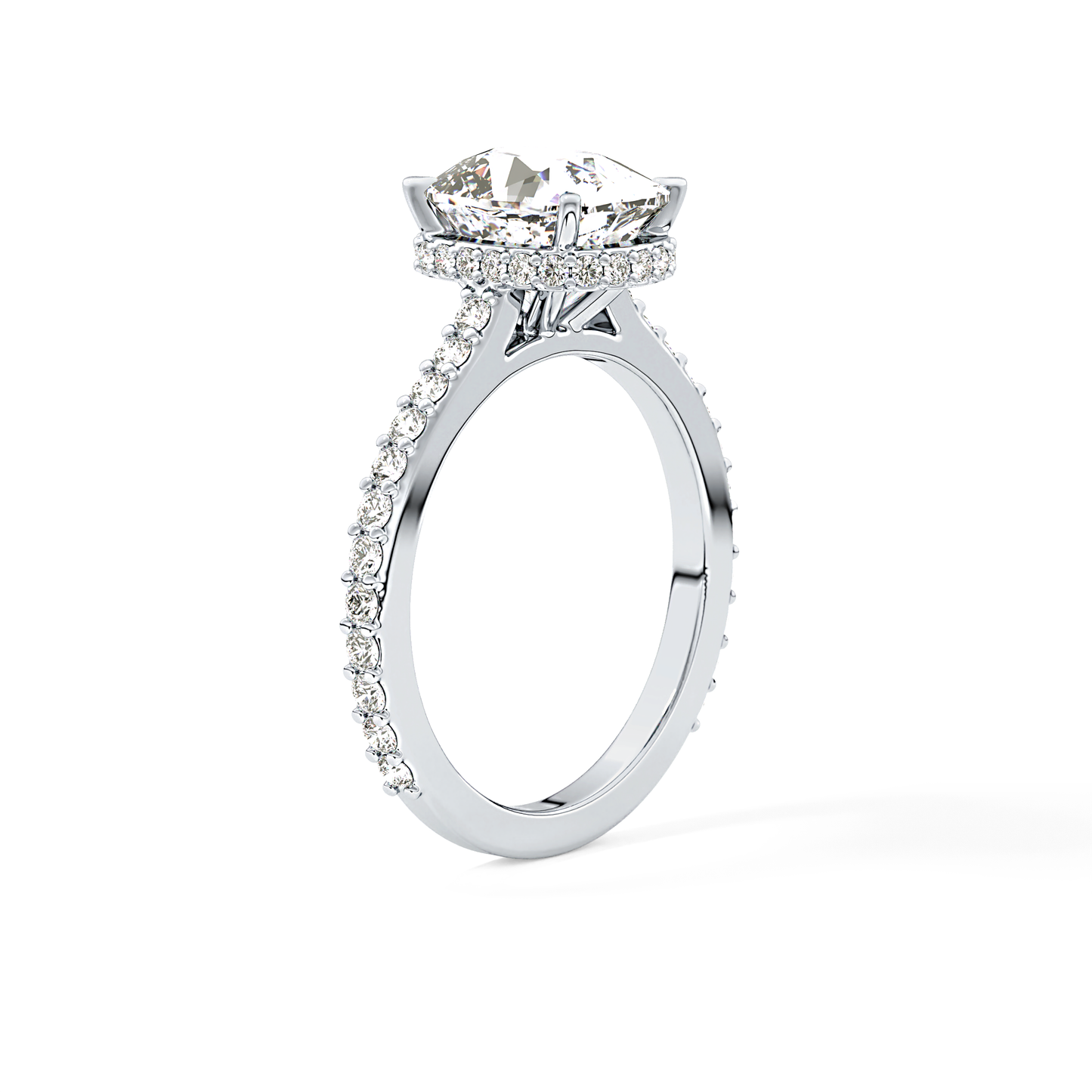 Cushion Hidden Halo & Pave Lab Grown Diamond Engagement Ring