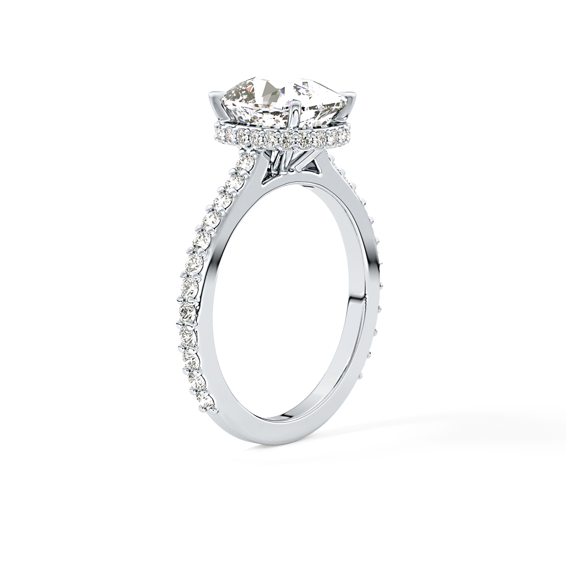 Cushion Hidden Halo & Pave Lab Grown Diamond Engagement Ring