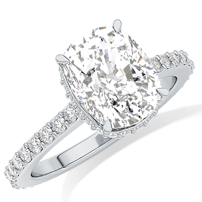 Cushion Hidden Halo & Pave Lab Grown Diamond Engagement Ring