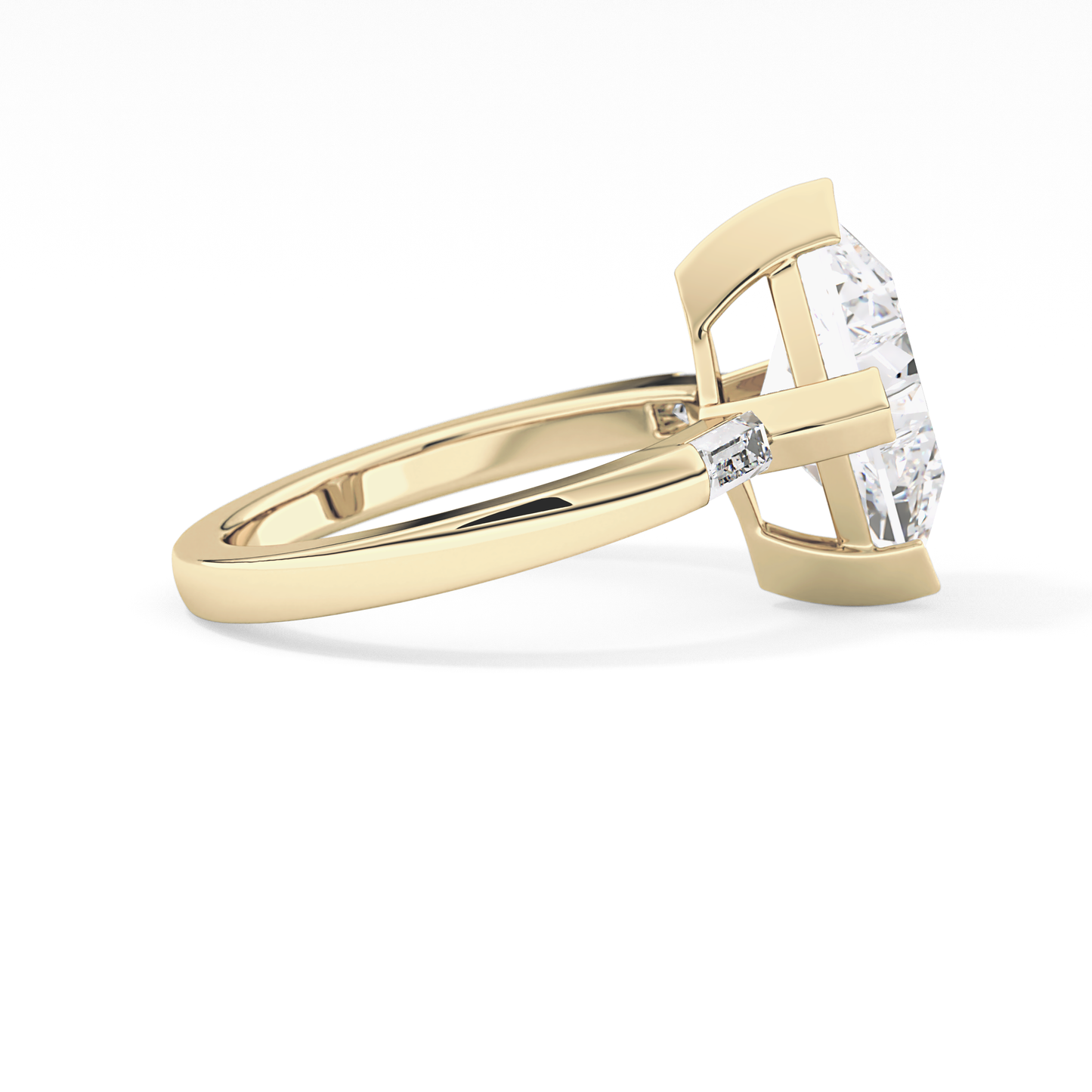 Emerald Solitaire Lab Grown Diamond Engagement Ring