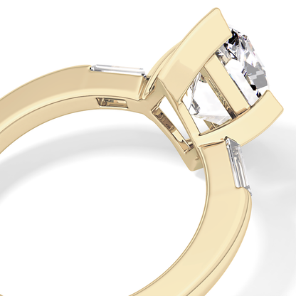 Emerald Solitaire Lab Grown Diamond Engagement Ring