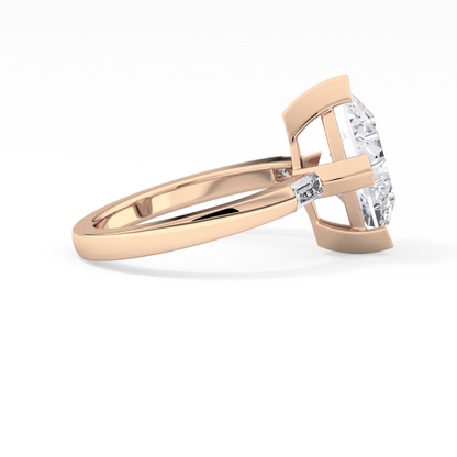 Emerald Solitaire Lab Grown Diamond Engagement Ring