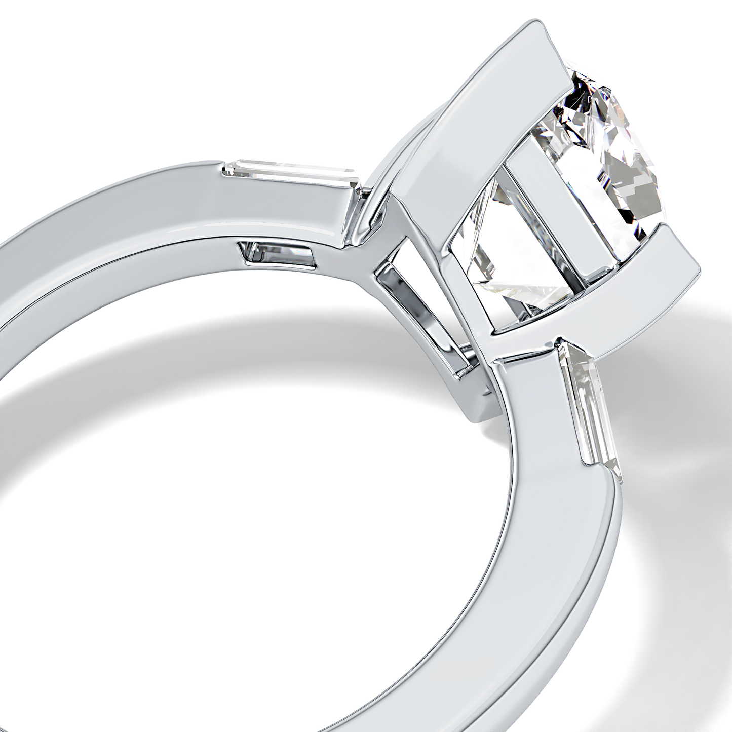 Emerald Solitaire Lab Grown Diamond Engagement Ring