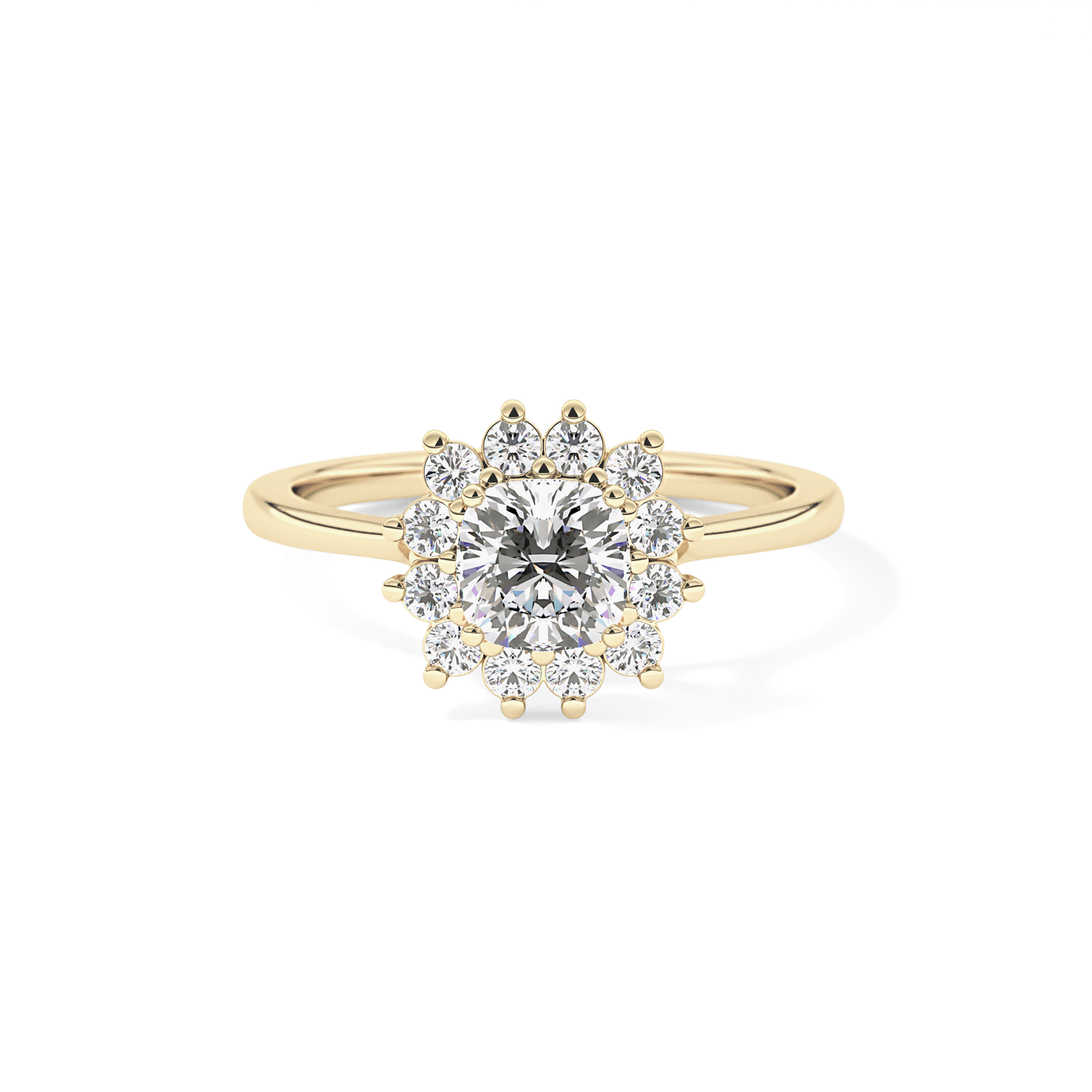 Cushion Halo Lab Grown Diamond Engagement Ring