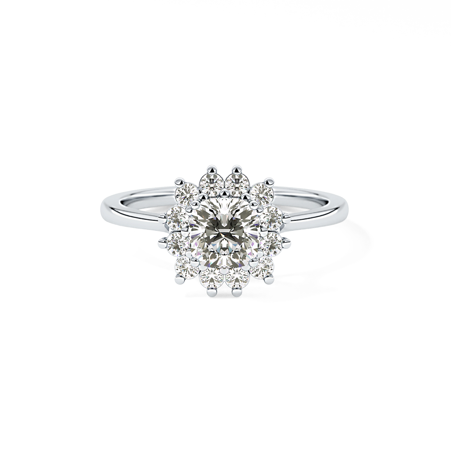 Cushion Halo Lab Grown Diamond Engagement Ring