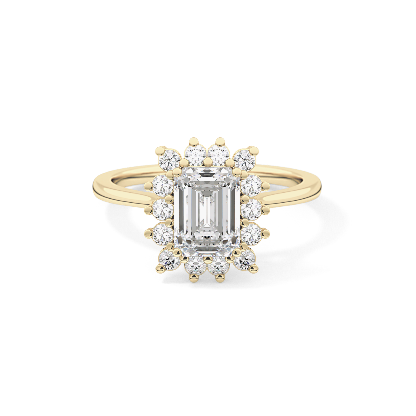 Emerald Halo Lab Grown Diamond Engagement Ring