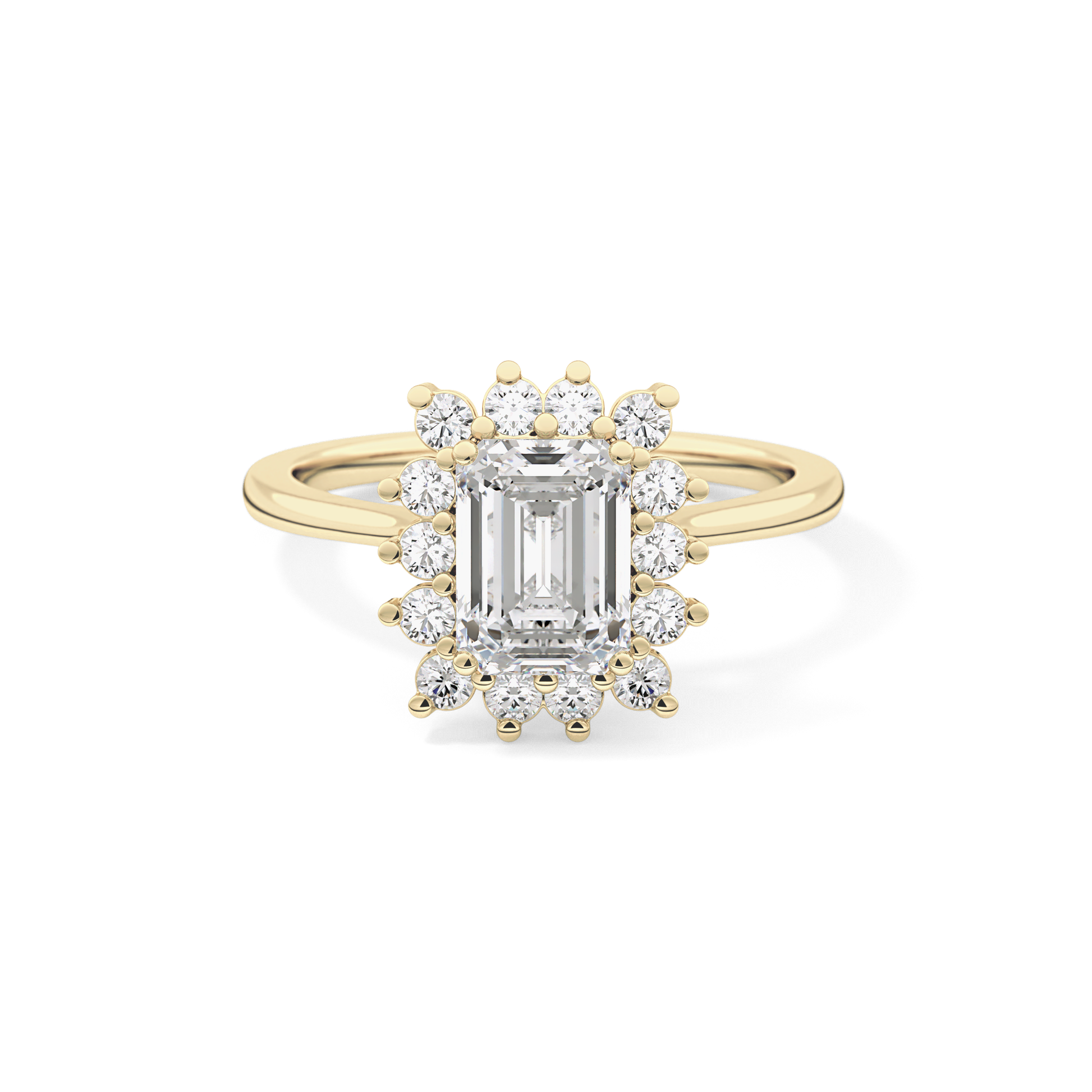 Emerald Halo Lab Grown Diamond Engagement Ring