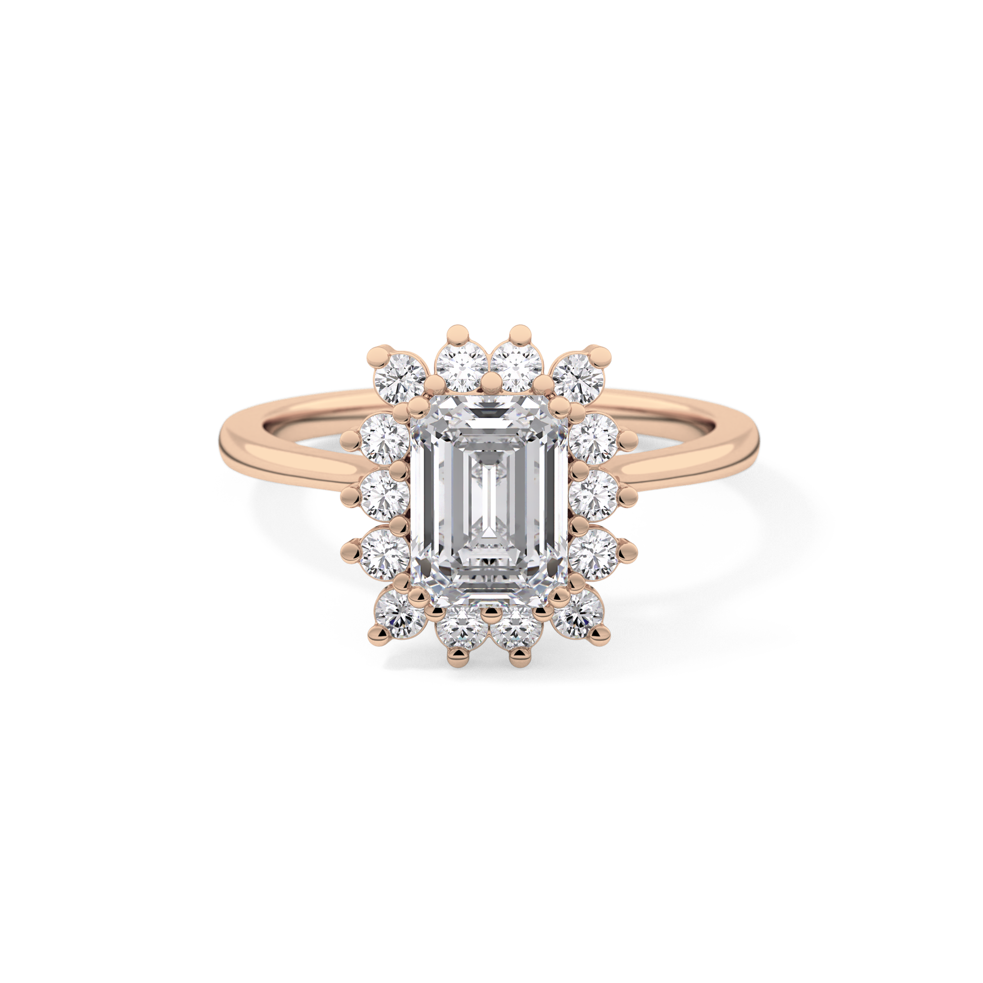 Emerald Halo Lab Grown Diamond Engagement Ring