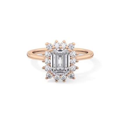 Emerald Halo Lab Grown Diamond Engagement Ring