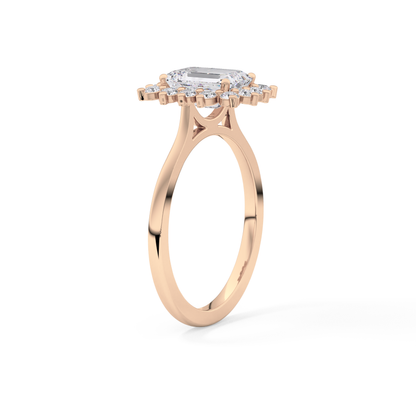 Emerald Halo Lab Grown Diamond Engagement Ring