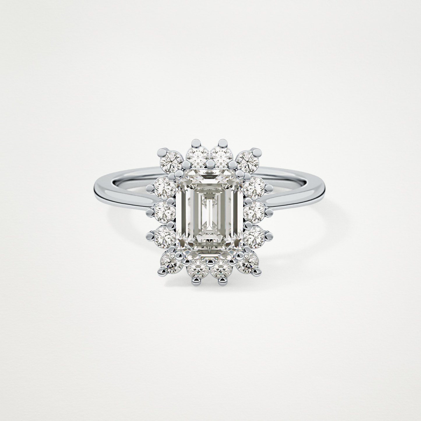 Emerald Halo Lab Grown Diamond Engagement Ring